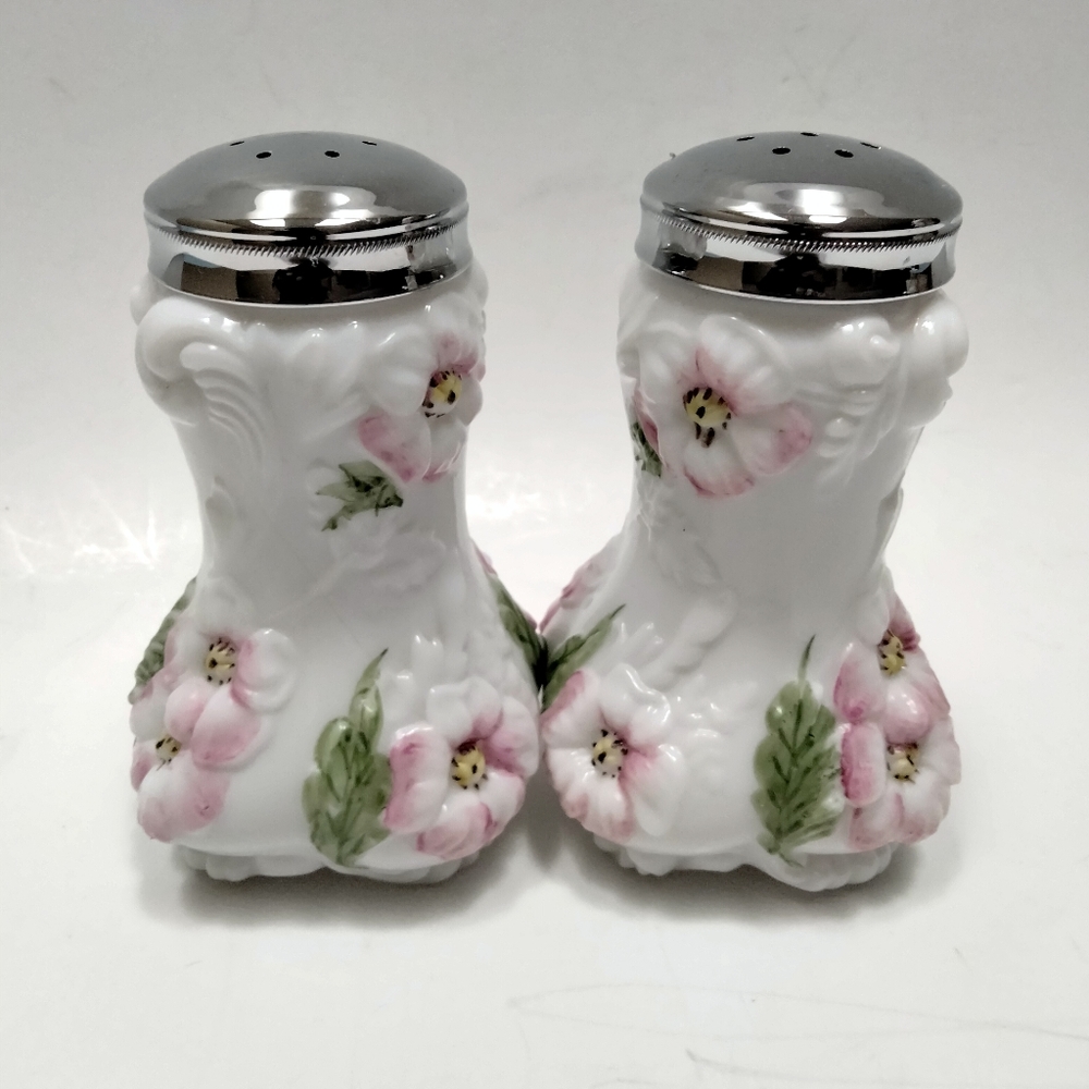 Antique Milk Glass Salt Pepper Shakers